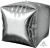 Шар 3D куб, фольга,  15"/38 см, серебро/Silver (AN)  (спеццена)