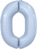 Шар-цифра,  фольга,  Голубой небесный, Slim, "Цифра 0", 102 см (Agura), инд. уп.