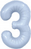 Шар-цифра,  фольга,  Голубой небесный, Slim, "Цифра 3", 102 см (Agura), инд. уп.