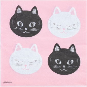 Салфетки "Котики", 33х33, 12 шт.