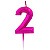 Свеча - цифра "Диамант Маджента 2", 4,5 см