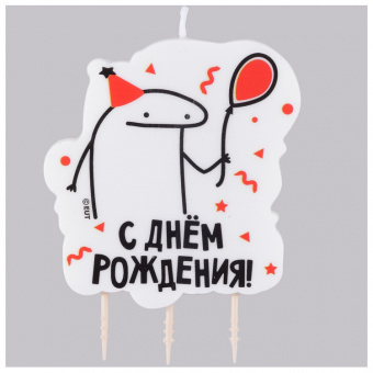 Свеча фигурная для торта "Человечек Мем", с держателем