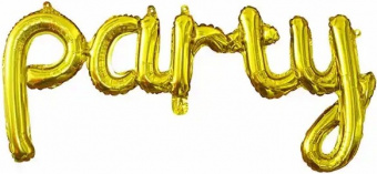 Шар-фигура, фольга, надпись "Party", золото, 45"/114 см (Falali)