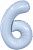 Шар-цифра,  фольга,  Голубой небесный, Slim, "Цифра 6", 102 см (Agura), инд. уп.