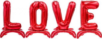 Шары-буквы, фольга, на подставках "Love", красный, 32"/81 см (Falali) 