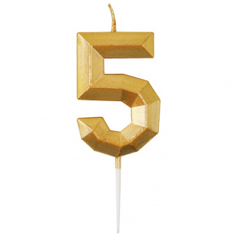 Свеча - цифра "Диамант Золото 5", 4,5 см
