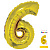 Шар-цифра, фольга,  Золото, "Цифра 6", 41 см (Веселуха), инд. уп.
