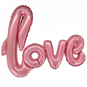 Шар-фигура, фольга, надпись "Love", розовый светлый, 39"/100 см (Falali), инд. уп.