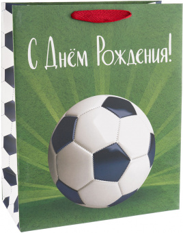 Пакет-сумка подарочный, 320 х 260 х120, "С Днем Рождения! Футбол"