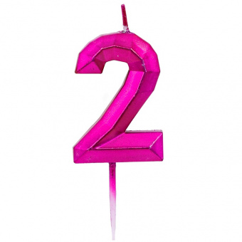Свеча - цифра "Диамант Маджента 2", 4,5 см