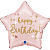 Шар-звезда, фольга, 18"/46 см,  ДР "Звезды", розовый (GRABO)