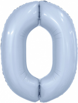 Шар-цифра,  фольга,  Голубой небесный, Slim, "Цифра 0", 102 см (Agura), инд. уп.