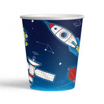 Стакан бумажный "С Днем Рождения. Космос", 250 мл, 6 шт.